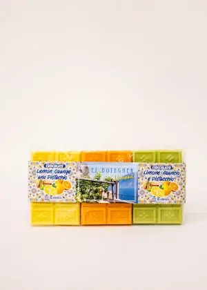 CIOCC LIM - PIST - ARANCIA Cioccolato al Limone, Pistacchio e Arancia 90gr